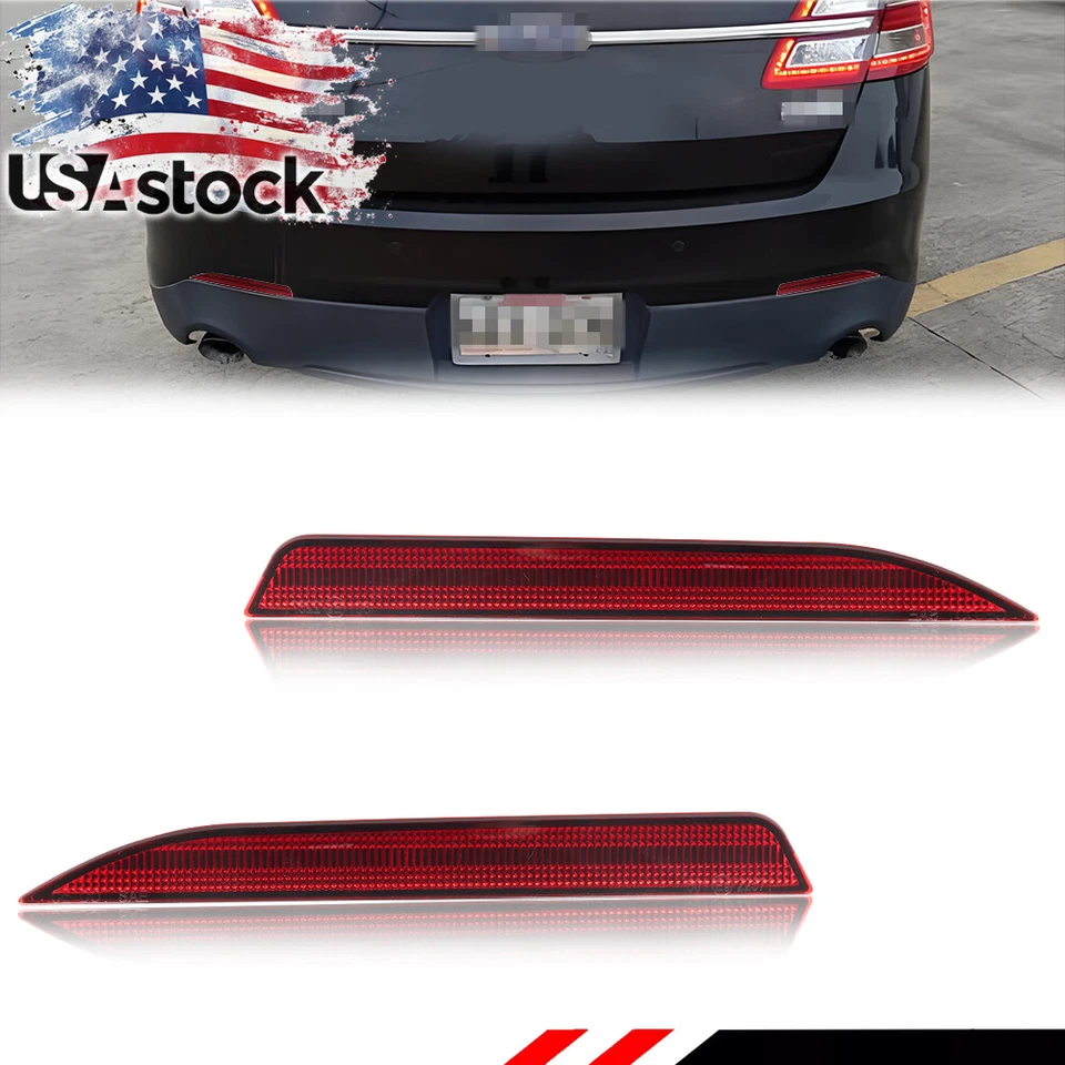 2X Reflectores de parachoques trasero rojos para Ford Taurus 2013-19 y Police Interceptor Sedán Foto 1 de 4
