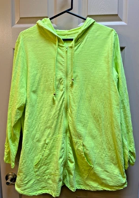 CATHERINES Sudadera con Capucha Ligera Cremallera Completa, Para Mujer 14/16W, Chartreuse Foto 1 de 4