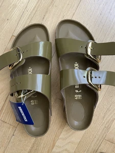 NWT BIRKENSTOCK Arizona Big Buckle Size 40 W9/M7 High Shine Mud Green Olive - Picture 1 of 4
