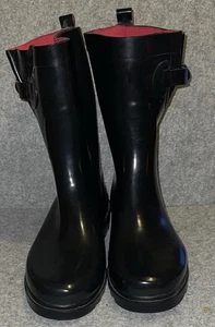Capelli New York Damen Gummi rosa gefüttert schwarz Regenstiefel Größe 8 - Bild 1 von 10