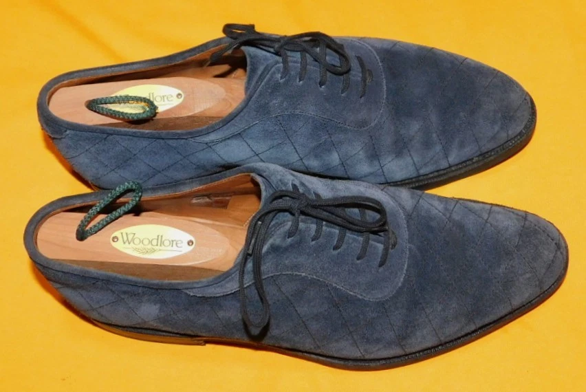 J. FITZPATRICK SPOKANE 蓝色麂皮绒皮革牛津鞋英国 7E/美国码 8D. — 第 1/4 张图片