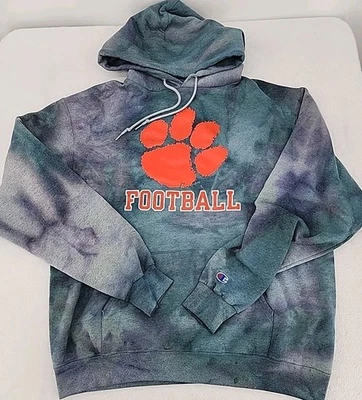Champion Eco Clemson Tigers Sudadera con Capucha Para Hombre Grande Proción Hielo Corbata Teñida Reciclada Foto 1 de 4