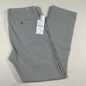 Tommy Bahama Pants Mens 34x32 Gray Silk Cotton Blend Dress Trousers Flat Front - Picture 1 of 10