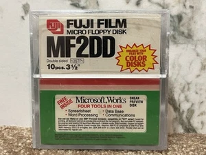 10 Sealed New FujiFilm 3-1/2 Inch Floppy Color Disks MF2DD Clear Case - Photo 1/4