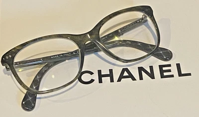 CHANEL 3425 Mujer Gris Semi-Ojo de Gato Borde Completo Acolchado Anteojos SOLO MARCO-Auténticos Foto 1 de 4