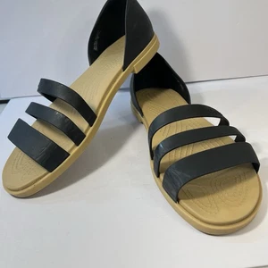 Crocs Womens Tulum Sandals Size 10 Black Open Toe Slip on Flats. - Picture 1 of 10