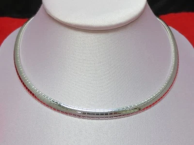 STERLING SILVER EP 6 MM & 8 MM DOMED OMEGA CHAIN NECKLACES,,16-20 inches - Image 1 of 2