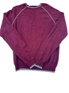 Hammacher Schlemmer Mens Sweater Red Cashmere Blend Crewneck Long Sleeve Size L - Picture 1 of 7
