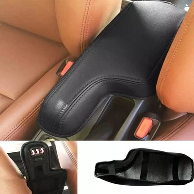 For Honda Fit 2014-2020 Black Leather Console Armrest Box Holster Cover Trim - Image 1 of 4