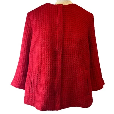 Talbots Red 100% Cotton Zipped Swing Jacket Blazer Size 16 Petite - Image 1 of 4