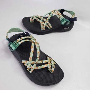 Chaco ZCloud X2 Strappy Green Orange Sandals Size 7 Women’s Comfort - Picture 1 of 9