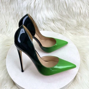 Women Pointed Toes Thin Heels High Heels 12CM Shallow Mouth Patent Leather Shoes - Picture 1 of 16