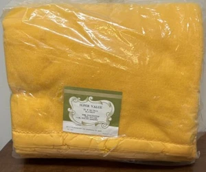 Vintage Beacon Blanket Harvest Gold Mustard Yellow 72" x 90" Nylon Trim NEW NOS - Picture 1 of 7
