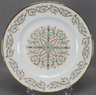 Tuscan Louise Pattern Gold Floral & Turquoise Enameled 10 1/2 Inch Dinner Plate