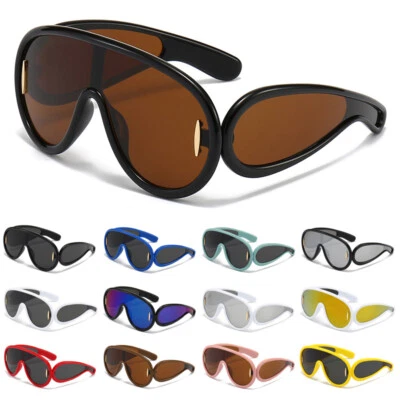 Oversized Sunglasses Shield Sun Glasses for Men Women Wave Mask Shades Eyewear - Image 1 of 4