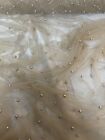 1 mtr antique gold pearl beaded tulle net bridal fabric..58” wide (147cm)