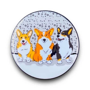Welsh Corgi Dog Snow Magnet Handmade Retro Pet Portrait Art Gift Decor 3.5" - Picture 1 of 13