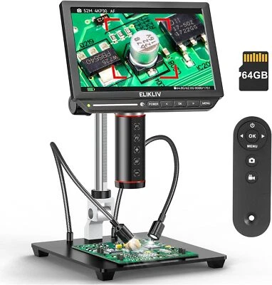 Elikliv Autofokus 4K Digitalmikroskop 2000x mit 8'' Bildschirm HDMI Ausgang 64GB - Bild 1 von 4