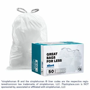 Plasticplace Custom Fit Trash Bags Compatible with simplehuman Code Q, 50 Count - Picture 1 of 7