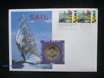 Netherlands - “SAILING SHIPS ~ YACHT ~ AMSTERDAM SAIL 95” ECU Coin Cover PNC - Image 1 of 4