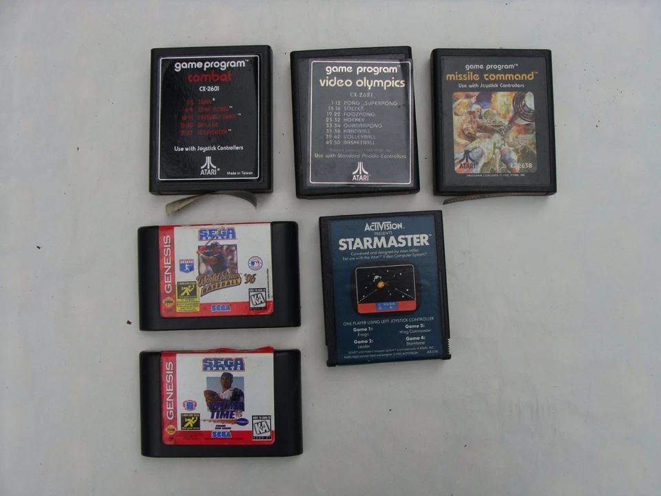 批量 6 件 各种 复古游戏 适用于 Activision、Atari、Sega: Combat、NFL 等 — 第 1/4 张图片