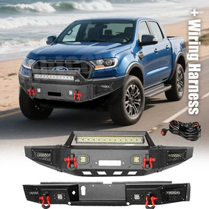 Protector de parachoques delantero trasero Aaiwa para Ford Ranger 2019-2023 con placa de cabrestante luz LED - Imagen 1 de 16