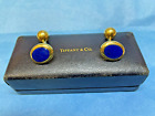 Gauches de manchette ovales Tiffany & Co. or jaune 18 carats et lapis-lazuli, extrémité de balle