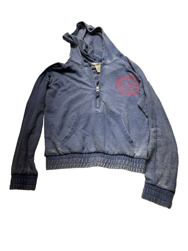 OFF WHITE Felpa con cappuccio viola avorio Ella mezza cerniera taglia small