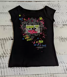 T-shirt Rock of Ages taglia S vintage Y2K nera push it grafica graffiti davvero buona - Foto 1 di 4