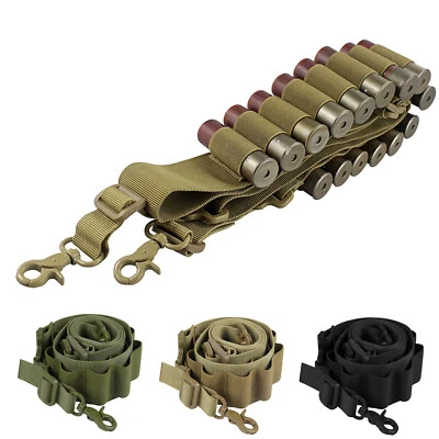 Nylon Tactical 2 Point Shotgun Sling 15 Shell Ammo Holder Bandolier Sling 12Ga - Image 1 of 4