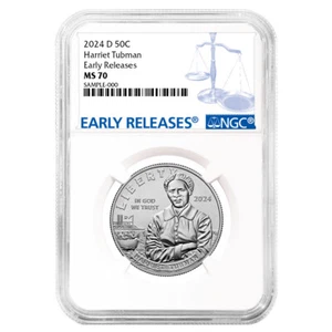 2024-D UNC Clad 50c Harriet Tubman Coin NGC MS70 ER Blue Label - Picture 1 of 2