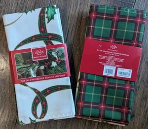 Neu mit Etikett Lenox Holiday Nouveau Quilt 4er-Set Wendeservietten Polyester 2 Sets - Bild 1 von 5