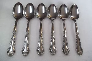 Interpur Classic Rose Stainless Flatware Vintage 6 Pc Soup Spoons Japan - Picture 1 of 10