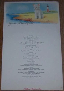 Holland-America Line Saturday January 19 1966 Breakfast Menu Vintage Cruise Ship - Picture 1 of 1