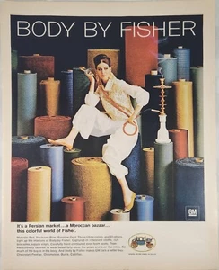 Carrocería de Fisher 1967 alfombras interiores anuncio vintage mercado persa 14" x 10" - Imagen 1 de 1