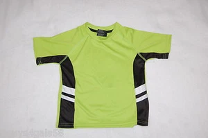 Boys S/S ATHLETIC TEE SHIRT Sports BRIGHT LIME GREEN & BLACK Size 4 - Picture 1 of 1
