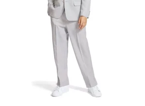 Nautica Pindot Dress Pants Big Boys 20 Light Gray Crease Front Zip Hook & Bar - Picture 1 of 17