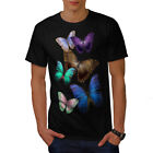 Wellcoda Butterfly Multicolor Mens T-Shirt, Spring Graphic Design Printed Tee