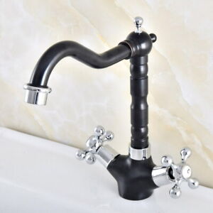 Kitchen Wet Bar Bathroom Sink Faucet Black Silver Brass Single Hole enf484