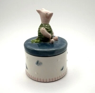 Caja de baratijas de cerámica Pooh Piglet clásica de Disney con tapa de 3" de Charpente Foto 1 de 4