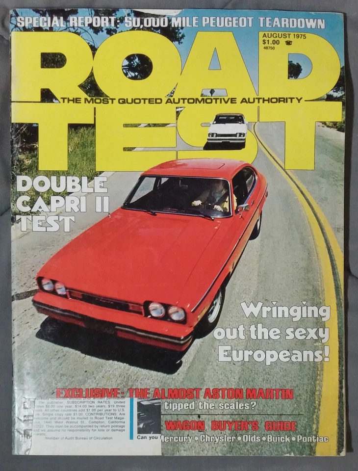 ROAD TEST CAR MAGAZINE 1975 AUGUST CAPRI II CAMARO RALLY Foto 1 de 1