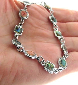 Abalone Shell Inlay Tennis Bracelet 8 mm 7.5 inch - Picture 1 of 3