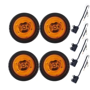 4Pcs 2'' Side Marker Lights 12-Leds Round Lamp For Trailers Truck 12V Waterproof - Foto 1 di 7