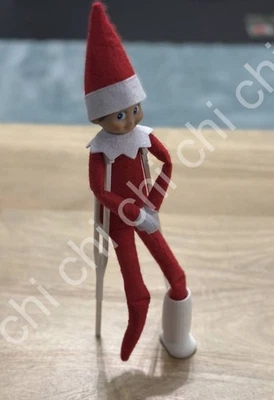 Naughty Elf on the Shelf 2 Crutches & Leg Cast Set – High Quality - Christmas