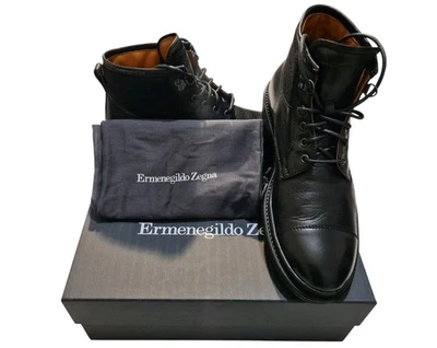 BNIB Ermenegildo Zegna Rock Flex Leather Boots in Black Size UK 9.5 RRP: £1015 - Image 1 of 4