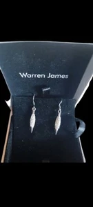 Orecchini pendenti goccia Warren James tono argento cristallo Swarovski in scatola S190 - Foto 1 di 4