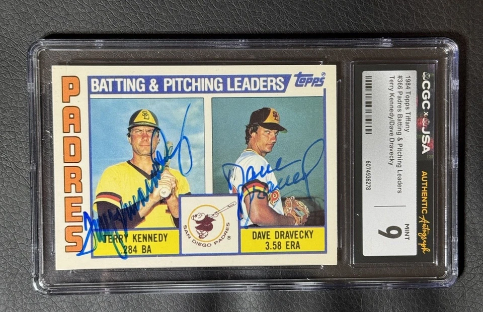 1984 Topps Tiffany #366 Terry Kennedy/Dave Dravecky Auto CGC JSA 9 Signed Padres - Image 1 of 1