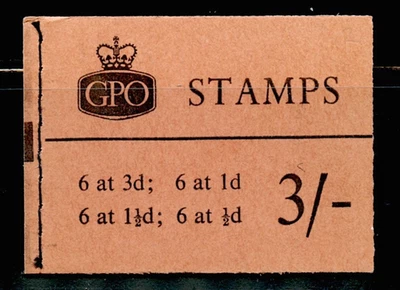 GREAT BRITAIN CPL. 1960  STITCHED BOOKLET GPO 3/- QE11 w/GRAPHITE LINES MNH,OG - Image 1 of 3