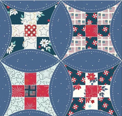 Tela 100 % algodón azul Sweet Freedom de 108 pulgadas de ancho Riley Blake se vende por yarda Foto 1 de 2