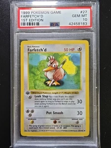 PSA 10 1st Edition Farfetch'd 27/102 1999 Base Set Thick Stamp Pokemon Card WOTC - Picture 1 of 2